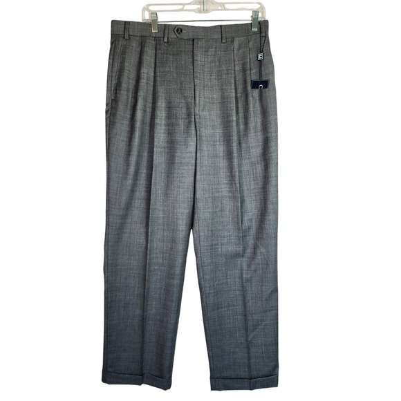 Chaps Other - Chaps NWT Mens 36x32 100% Wool Dress Pants Gray Pleated Cuffed Career Preppy